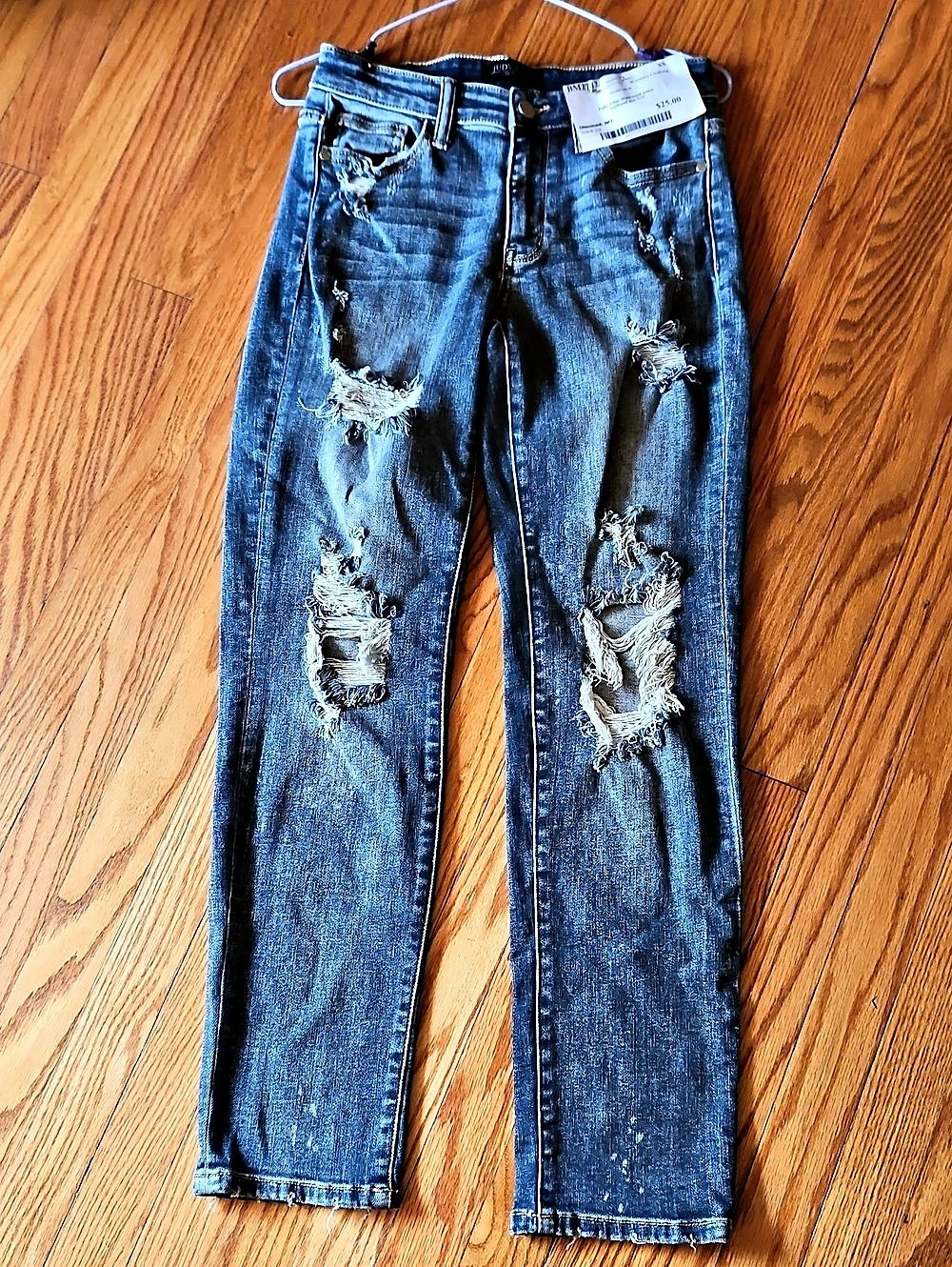 Judy Blue Distressed Skinny Jeans Blue Waist 26